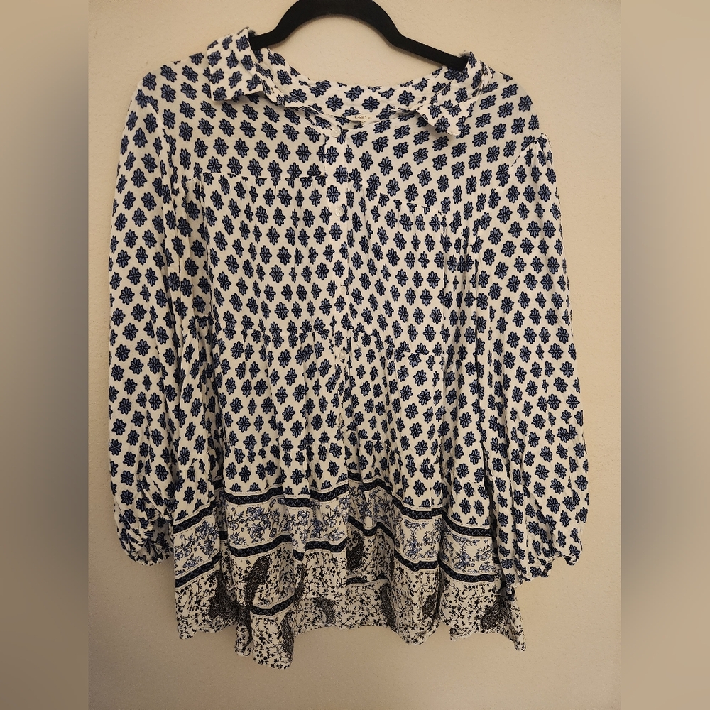 Blue And White Long Sleeve Shirt size XL